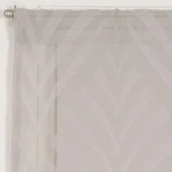 Sale Dylrev Paire de Voilages Reliefés à Motif Palmes en Gris - Finition Passe-Tringle 60x90cm