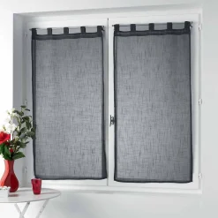 Paris Prix Paire de Voilages "Zazy" 60x160cm Anthracite* Brise-Bise