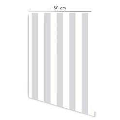 Clearance Decochic Papier peint adhésif a rayure gris et blanc en vinyle lavable et amovible - 1 rouleau 50x300 cm -