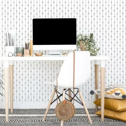 Hot Decochic Papier peint adhésif boheme flèches gris et blanc en vinyle lavable et amovible - 1 rouleau 50x300 cm -