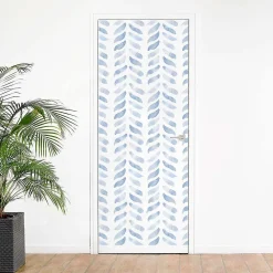 Outlet Decochic Papier peint adhésif chevron bleu et blanc en vinyle lavable et amovible - 1 rouleau 50x300 cm -