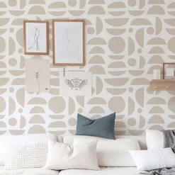 Decochic Papier peint adhésif clair de lune écru en vinyle lavable et amovible - 1 rouleau 50x300 cm -* Papier Peint Pour Salle De Bains|Papier Peint Géométrique
