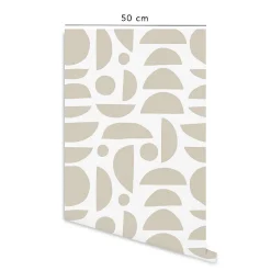 Decochic Papier peint adhésif clair de lune écru en vinyle lavable et amovible - 1 rouleau 50x300 cm -* Papier Peint Pour Salle De Bains|Papier Peint Géométrique