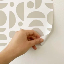 Decochic Papier peint adhésif clair de lune écru en vinyle lavable et amovible - 1 rouleau 50x300 cm -* Papier Peint Pour Salle De Bains|Papier Peint Géométrique