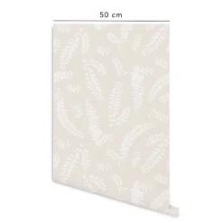Outlet Decochic Papier peint adhésif feuillage ivoire en vinyle lavable et amovible - 1 rouleau 50x300 cm -