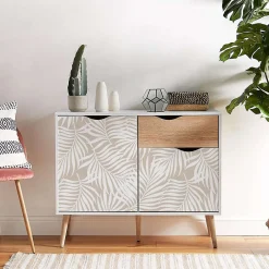 Decochic Papier peint adhésif feuilles tropicales écru en vinyle lavable et amovible - 1 rouleau 50x300 cm -* Papier Peint Pour Salon