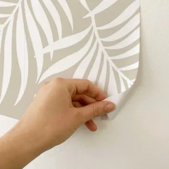Decochic Papier peint adhésif feuilles tropicales écru en vinyle lavable et amovible - 1 rouleau 50x300 cm -* Papier Peint Pour Salon