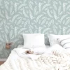 Online Decochic Papier peint adhésif feuillage bleu en vinyle lavable et amovible - 1 rouleau 50x300 cm -