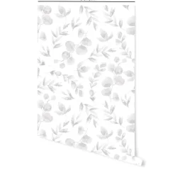 Decochic Papier peint adhésif feuillage aquarelle gris en vinyle lavable et amovible - 1 rouleau 50x300 cm -* Papier Peint Pour Salle De Bains|Papier Peint Pour Cuisine