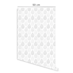 Clearance Decochic Papier peint adhésif feuilles gris en vinyle lavable et amovible - 1 rouleau 50x300 cm -