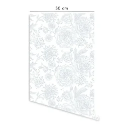 Discount Decochic Papier peint adhésif fleur bleu blanc en vinyle lavable et amovible - 1 rouleau 50x300 cm -
