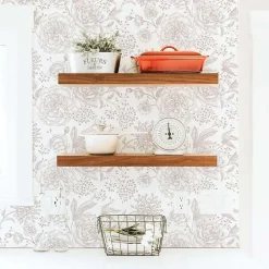 Best Decochic Papier peint adhésif fleurie chambre blanc et écru en vinyle lavable et amovible - 1 rouleau 50x300 cm -