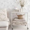 Best Decochic Papier peint adhésif ginkgo gris et blanc en vinyle lavable et amovible - 1 rouleau 50x300 cm -