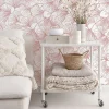 Decochic Papier peint adhésif ginko rose et blanc en vinyle lavable et amovible - 1 rouleau 50x300 cm -* Papier Peint Pour Salle De Bains