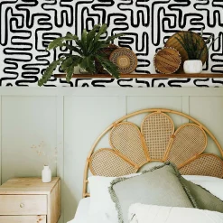 Discount Decochic Papier peint adhésif jardin zen noir en vinyle lavable et amovible - 1 rouleau 50x300 cm -