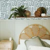 Decochic Papier peint adhésif jardin zen bleu en vinyle lavable et amovible - 1 rouleau 50x300 cm -* Papier Peint Pour Cuisine