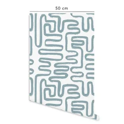 Decochic Papier peint adhésif jardin zen bleu en vinyle lavable et amovible - 1 rouleau 50x300 cm -* Papier Peint Pour Cuisine