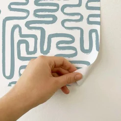 Decochic Papier peint adhésif jardin zen bleu en vinyle lavable et amovible - 1 rouleau 50x300 cm -* Papier Peint Pour Cuisine