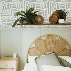 New Decochic Papier peint adhésif jardin zen vert en vinyle lavable et amovible - 1 rouleau 50x300 cm -