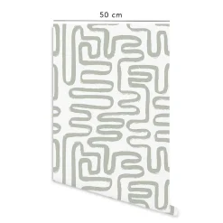 New Decochic Papier peint adhésif jardin zen vert en vinyle lavable et amovible - 1 rouleau 50x300 cm -