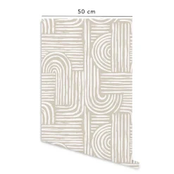 Online Decochic Papier peint adhésif labyrinthe écru en vinyle lavable et amovible - 1 rouleau 50x300 cm -