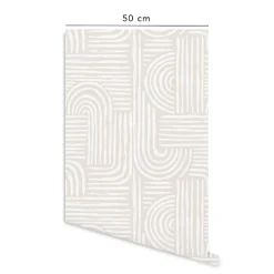 Decochic Papier peint adhésif labyrinthe ivoire en vinyle lavable et amovible - 1 rouleau 50x300 cm -* Papier Peint Pour Salle De Bains