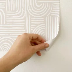 Decochic Papier peint adhésif labyrinthe ivoire en vinyle lavable et amovible - 1 rouleau 50x300 cm -* Papier Peint Pour Salle De Bains