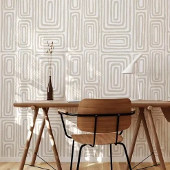 Decochic Papier peint adhésif ligne d'encre écru en vinyle lavable et amovible - 1 rouleau 50x300 cm -* Papier Peint Pour Salle De Bains|Papier Peint Pour Cuisine