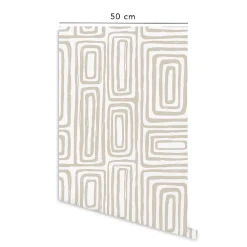 Decochic Papier peint adhésif ligne d'encre écru en vinyle lavable et amovible - 1 rouleau 50x300 cm -* Papier Peint Pour Salle De Bains|Papier Peint Pour Cuisine