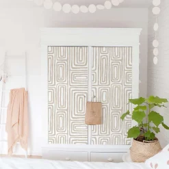 Decochic Papier peint adhésif ligne d'encre écru en vinyle lavable et amovible - 1 rouleau 50x300 cm -* Papier Peint Pour Salle De Bains|Papier Peint Pour Cuisine