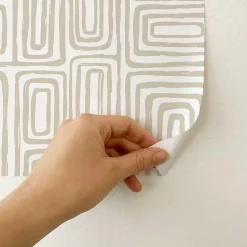 Decochic Papier peint adhésif ligne d'encre écru en vinyle lavable et amovible - 1 rouleau 50x300 cm -* Papier Peint Pour Salle De Bains|Papier Peint Pour Cuisine