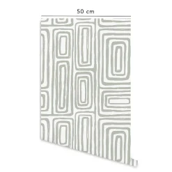 Decochic Papier peint adhésif ligne d'encre vert en vinyle lavable et amovible - 1 rouleau 50x300 cm -* Papier Peint Pour Cuisine|Papier Peint Géométrique