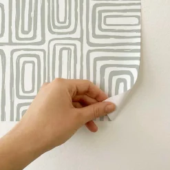Decochic Papier peint adhésif ligne d'encre vert en vinyle lavable et amovible - 1 rouleau 50x300 cm -* Papier Peint Pour Cuisine|Papier Peint Géométrique