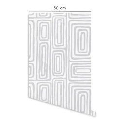 Decochic Papier peint adhésif ligne d'encre gris cendré en vinyle lavable et amovible - 1 rouleau 50x300 cm -