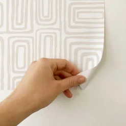 Decochic Papier peint adhésif ligne d'encre ivoire en vinyle lavable et amovible - 1 rouleau 50x300 cm -* Papier Peint Pour Salle De Bains