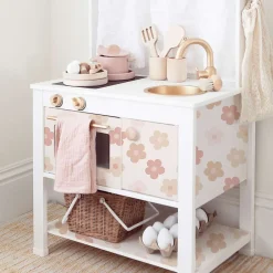 Decochic Papier peint adhésif marguerites rose en vinyle lavable et amovible - 1 rouleau 50x300 cm -*Enfant Papier Peint Pour Cuisine|Papier Peint Enfant