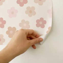 Decochic Papier peint adhésif marguerites rose en vinyle lavable et amovible - 1 rouleau 50x300 cm -*Enfant Papier Peint Pour Cuisine|Papier Peint Enfant