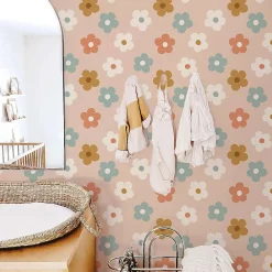 Decochic Papier peint adhésif marguerites multicolore en vinyle lavable et amovible - 1 rouleau 50x300 cm -*Enfant Papier Peint Enfant