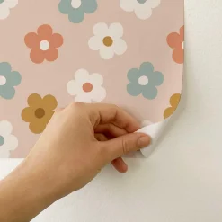 Decochic Papier peint adhésif marguerites multicolore en vinyle lavable et amovible - 1 rouleau 50x300 cm -*Enfant Papier Peint Enfant
