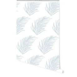 Clearance Decochic Papier peint adhésif marin palmiers blanc et bleu en vinyle lavable et amovible - 1 rouleau 50x300 cm -