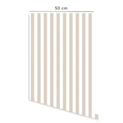 Hot Decochic Papier peint adhésif petites rayures écru et blanc vinyle lavable et amovible - 1 rouleau 50x300 cm -