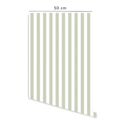 Outlet Decochic Papier peint adhésif petites rayures vert et blanc vinyle lavable et amovible - 1 rouleau 50x300 cm -