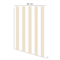 Decochic Papier peint adhésif rayure sable et blanc en vinyle lavable et amovible - 1 rouleau 50x300 cm -* Papier Peint Géométrique