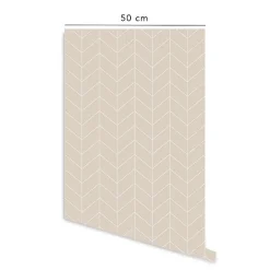 Decochic Papier peint adhésif scandinave écru et blanc en vinyle lavable et amovible - 1 rouleau 50x300 cm -* Papier Peint Pour Salle De Bains|Papier Peint Pour Cuisine