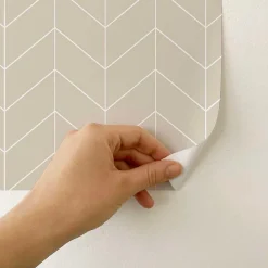 Decochic Papier peint adhésif scandinave écru et blanc en vinyle lavable et amovible - 1 rouleau 50x300 cm -* Papier Peint Pour Salle De Bains|Papier Peint Pour Cuisine