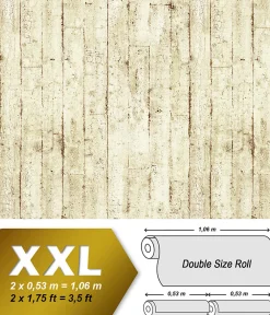 Edem Papier peint aspect bois 81108BR07 papier peint gaufré à chaud avec dos intissé légèrement texturé au style shabby chic mat c* Papier Peint Imitant