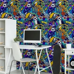 Outlet Muralo Papier Peint BALLE Graffitis Colorés Pour Chambre D'Enfant