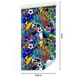 Outlet Muralo Papier Peint BALLE Graffitis Colorés Pour Chambre D'Enfant