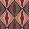 Lutece Papier peint Bensimon vinyle intissé losange seventies Rose et vert* Papier Peint Géométrique