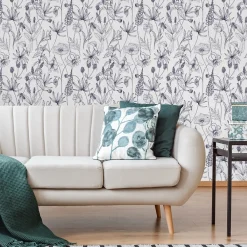 Clearance Muralo Papier Peint Fleurs Herbes Plantes Dans Style Rétro Pour La Chambre